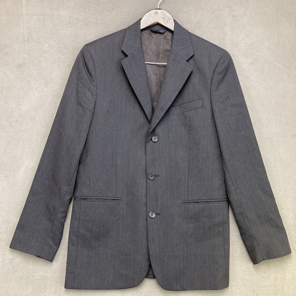 Banana Republic Blazer Sport Coat 3 Button Wool Blend 38R Dark Gray Striped